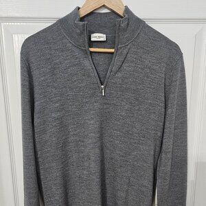 John Henric Merino Wool Quarter-Zip Sweater - Medium Gray - Size M